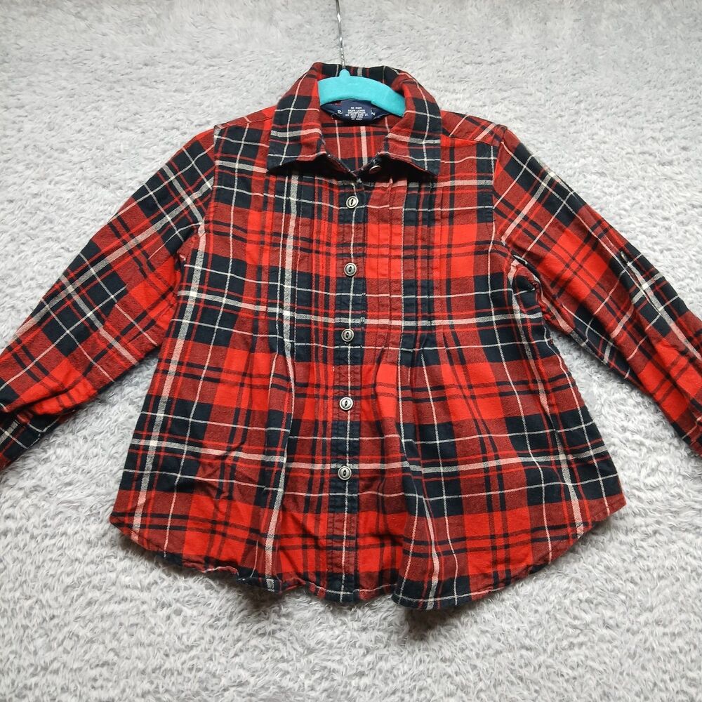 Ralph Lauren Girls Red Plaid Shirt Size 2T Cotton Christmas Holiday Winter